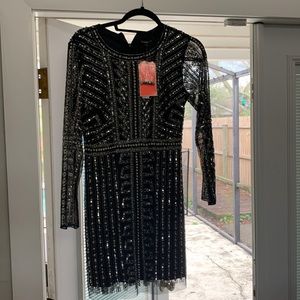 Giana Bini black and silver beaded dress